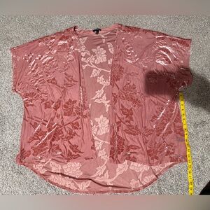 torrid Dusty Rose Floral Velvet Burnout Open Kimono Top